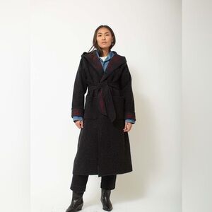 Vintage Woolrich Wool Reversible hooded Trench Coat plaid women’s‎ large